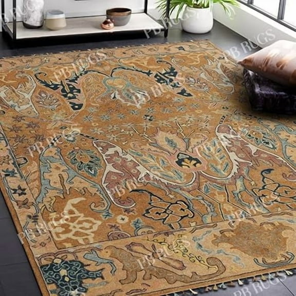 Ikat Brown 3'x5′ Area Rug Handcrafted Motif Floral Design Oriental Traditional Design Non-Shedding Fine Wool Pile & Easy-Care Areas in Living Room Bedroom