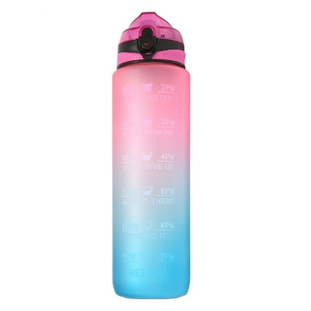 

1000ML Fitness Sports Water with Time Marker&Straw Wide Mouth Leakproof Durable Free Non-Toxic A