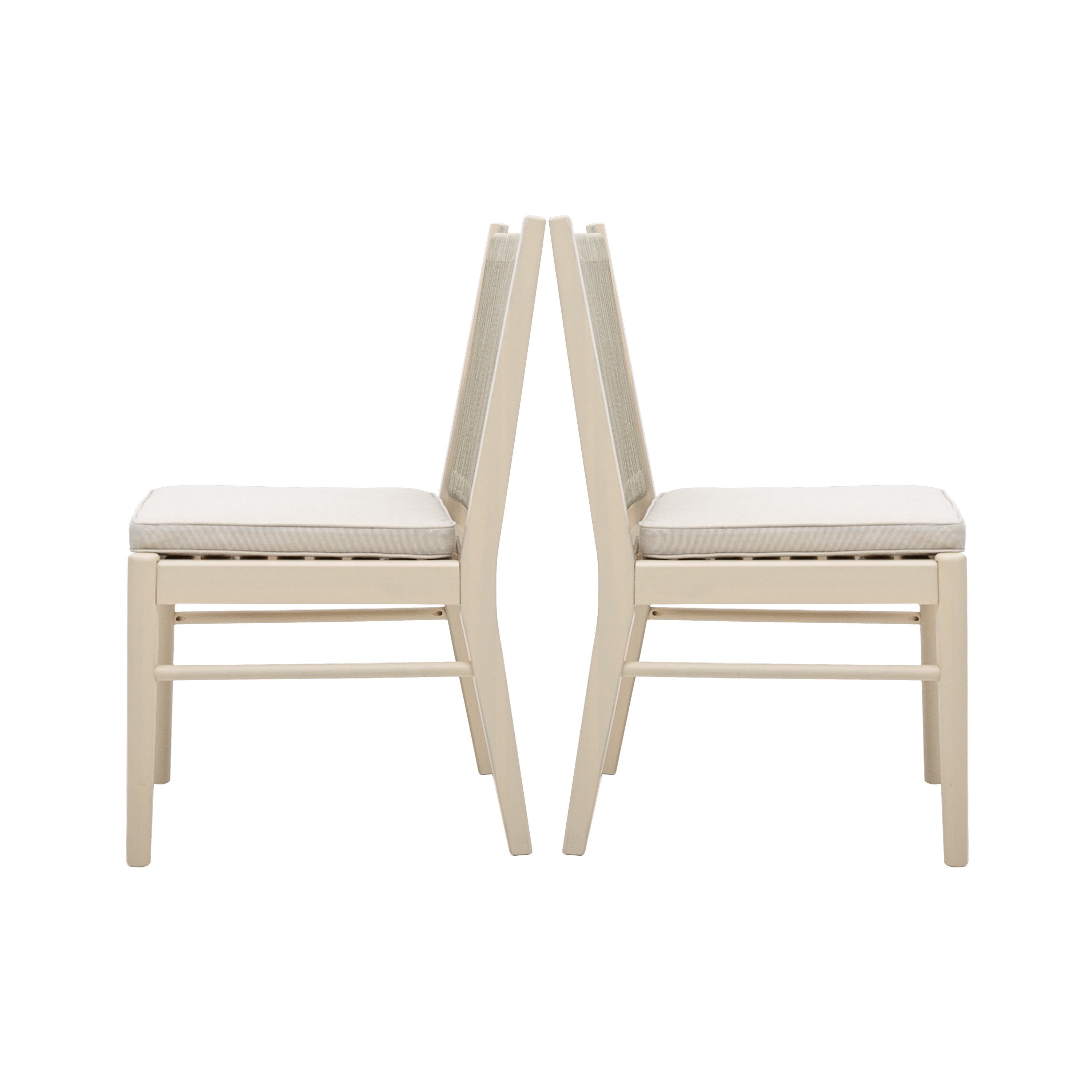 Outdoor Dining Chair Set of 2, Acacia Wood Frame with Round Rope Decoration for Patio Garden, Natural