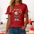 thumbnail image 6 of felwors Teddy Bear Graphic Tee | Valentine's Day Heart Balloons & Flower Casual Crew Neck Short Sleeve Shirt”(Red, M), 6 of 8
