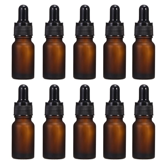 YUYUETIME 10Pcs Brown Empty Glass Bottles with Dropper Refillable for Oils and Perfume