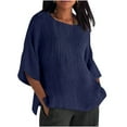 thumbnail image 2 of Past Orders Linen Shirts Women Half Sleeve Summer Tops Trendy Crewneck Loose Fit Casual Tee Shirts Vacation Beach Shirts Going Out Outfits Past Orders Delivered To This Address Purchases / History, 2 of 5