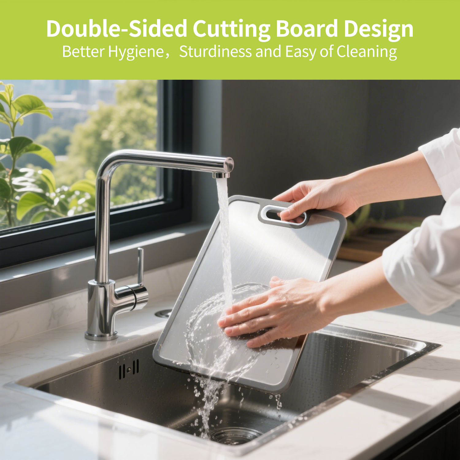 Tinana Stainless Steel Double-Sided Cutting Board, 15" photo 4