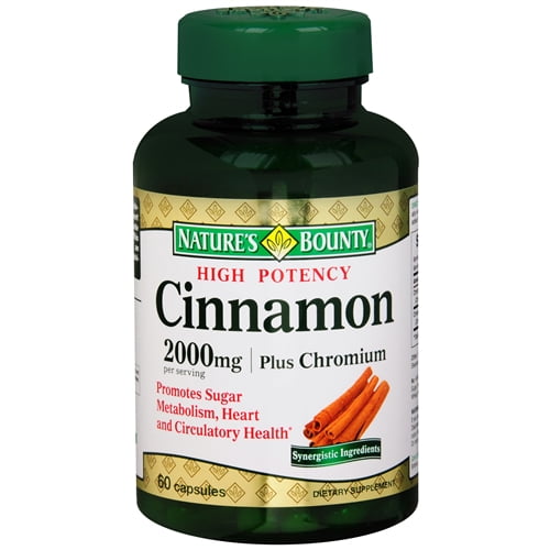 Natures Bounty Cinnamon 2000 Plus Chromium High Potency Dietary Supplement Capsules 60 Ea, 2