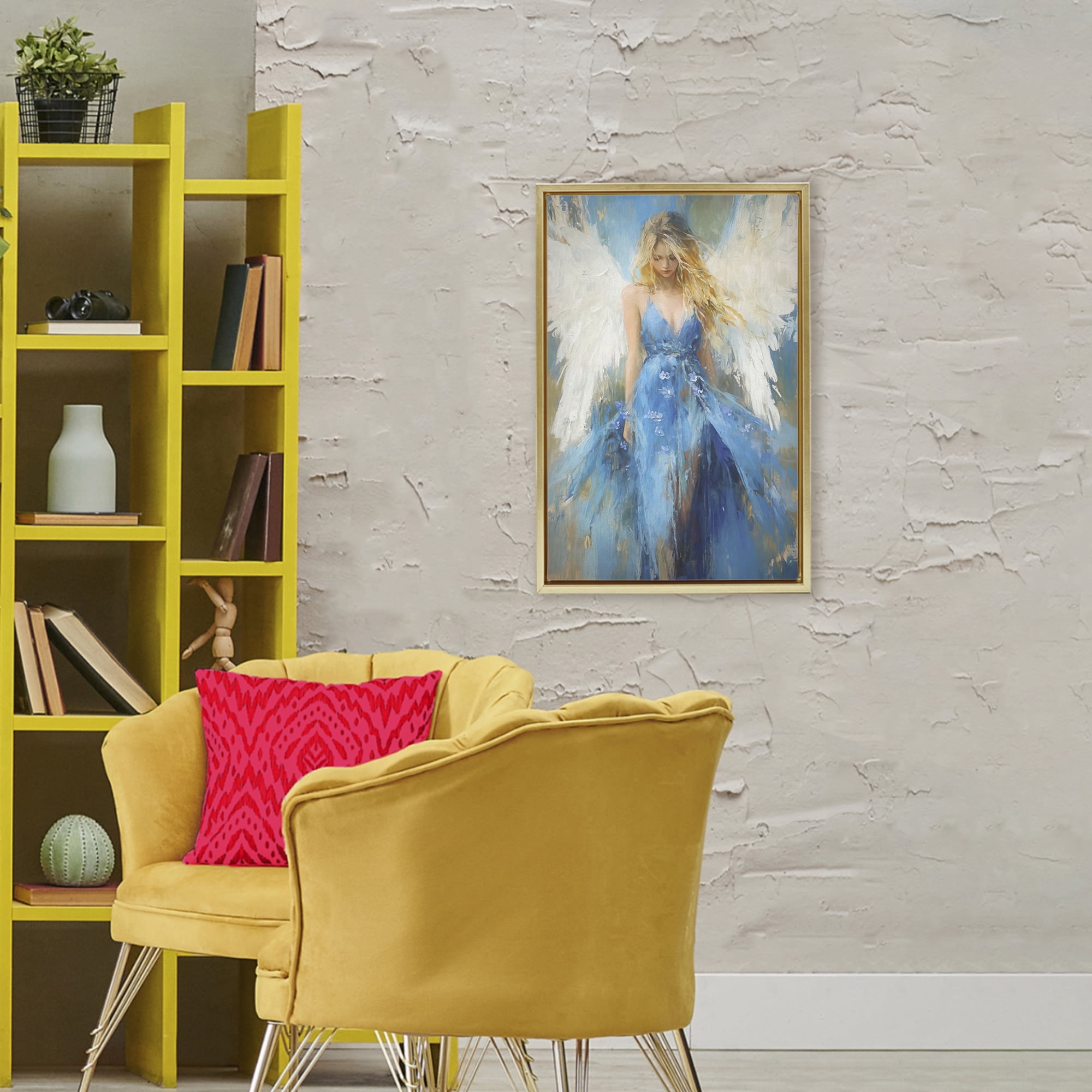 Stupell Industries Blue Flame of Hope Gold Framed Floater Canvas Wall Art, design by Tina LeCour