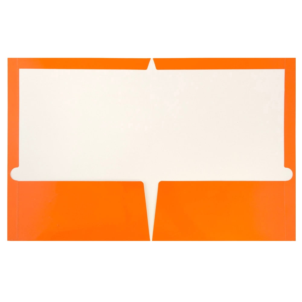 JAM Paper Glossy Two Pocket Folders, Orange, 50 per Pack