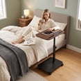 thumbnail image 4 of EZBY C Shaped End Table with Built-In Tablet Groove, 360° Swivel Sofa Side Table, Adjustable Height Mobile Laptop Desk for Couch and Bed, 4 of 10