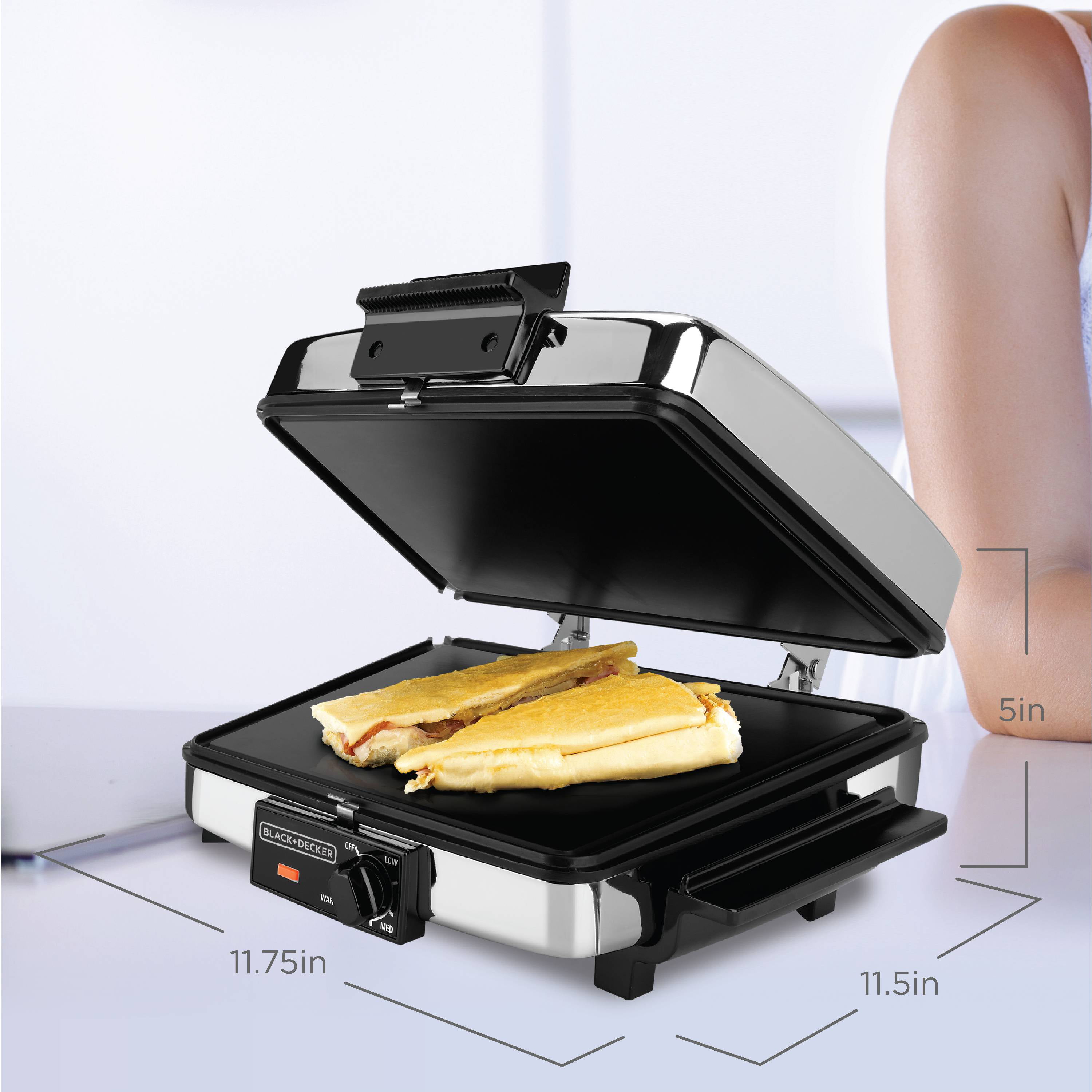 Black Decker gbd1043-cl 3-in-1 Sandwich Waffle Maker Panini GRI