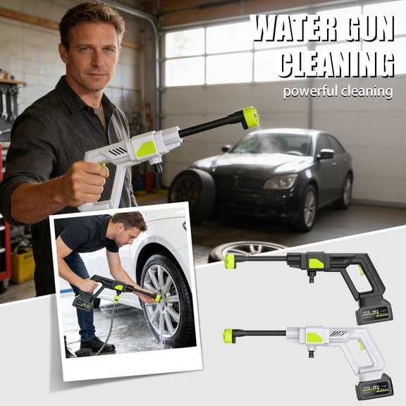 Cordless Pressure Washer, Portable Power Cleaner Handheld Power Washer Battery Included, 6-in-1 Nozzle, PortablePower Washer for Smalland Medium-SizedCleaning tasks White