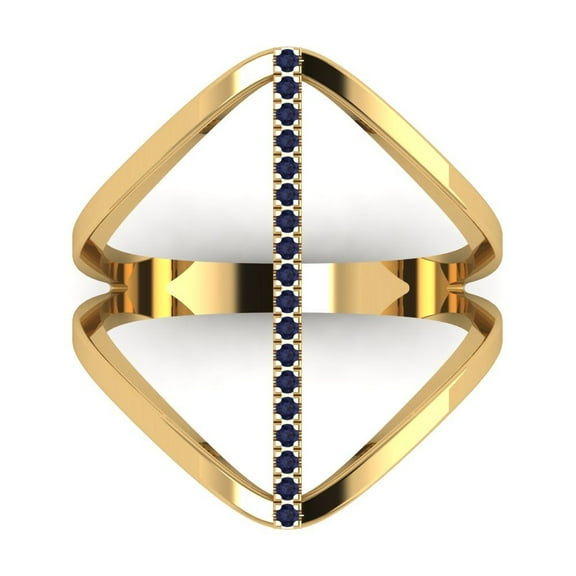 Statement Engagement Ring for Women - 0.09ct Simulated Blue Sapphire in 14K Yellow Gold Promise Ring