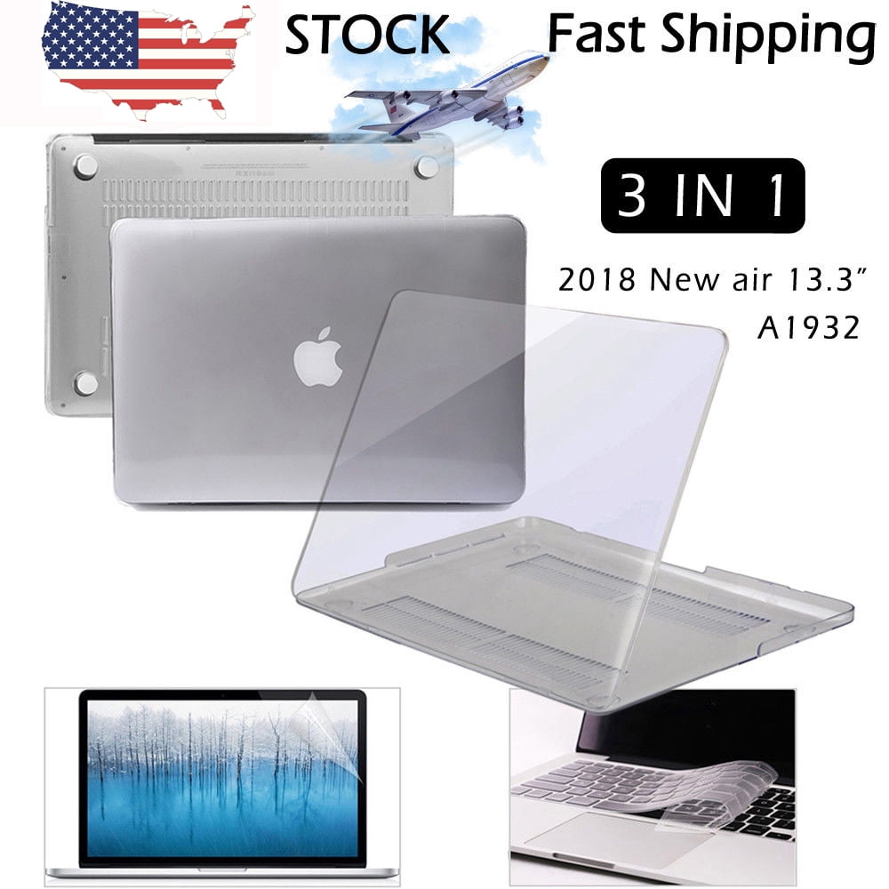 Black Coated Hard Case Keyboard Protector LCD Film KB for MacBook Air A1932 2018