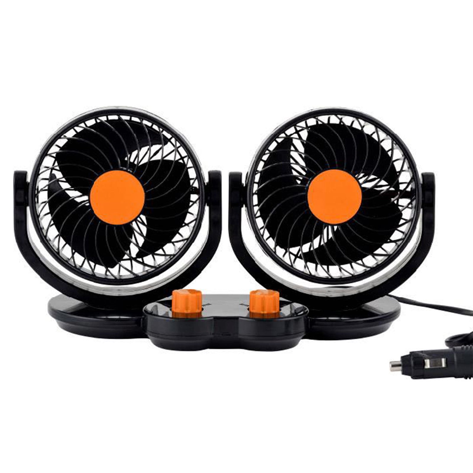 Vadktai Car Fan 24V Portable Auto Cooling Fan, Dual Head Rotatable Vehicle Fans, Quiet Strong Cooling Air Fan, for Car Dashboard Truck SUV Sedan RV Van Boat Golf Cart