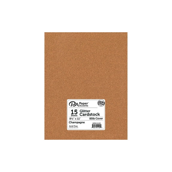 Paper Accents Glitter Cardstock 8.5"x 11" 85lb 15pc Champagne