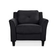 thumbnail image 4 of Ensemble de 3 Fauteuils d'Appoint et Canapé en Microfibre Noirs, 4 of 6