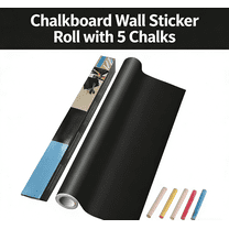Chalkboard Wall Sticker Roll | Removable Adhesive Blackboard Paper | DIY Erasable Wall Decal for Home, Office, Classroom | Includes 5 Chalks