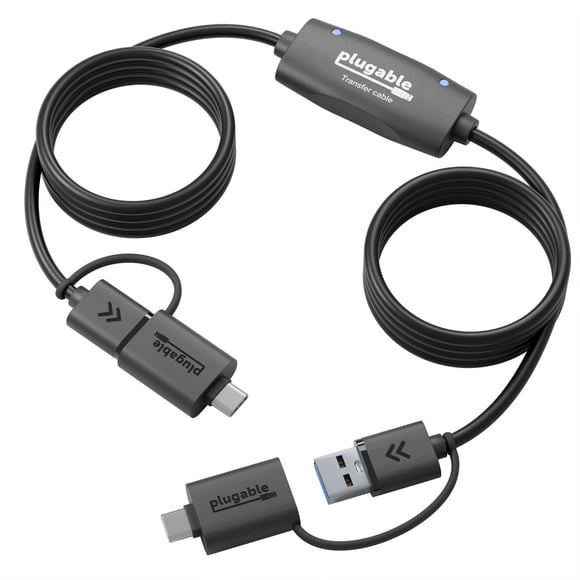 Plugable USB Data Transfer Cable PC to PC, Compatible with Windows USB C and USB 3.0, Transfer Files to New Computer with Included Bravura Easy Compu
