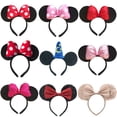 thumbnail image 4 of Diadema con orejas de Mickey de dibujos animados para adultos y niños, diadema con lentejuelas, lazo grande, diadema de conejo de animal, 4 of 6