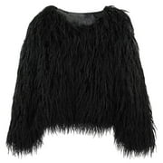 Hfyihgf Womens Yk2 Pullover Sweaters Long Sleeve Fall Winter Clothes Warm Shaggy Faux Fur Fringe Plus Size Cropped Tops Outwear Black XXL