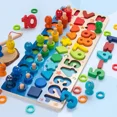 thumbnail image 2 of Juguetes educativos de matemáticas de madera Montessori para niños, tablero ocupado, forma de conteo, colores, rompecabezas de pesca, juguetes de aprendizaje, regalos, 2 of 6