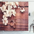thumbnail image 1 of Ambesonne Rustic Shower Curtain, Flowers Rings Wooden, 69"Wx84"L, Brown and White, 1 of 3