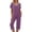 Purple, variant on Maplenight Women's 2 Piece Pajama Set Color Block Pjs Sets V Neck Tops Capri Pants Two Piece Lounge Set Soft Sleepwear Loungewear