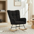 thumbnail image 4 of Nursery Rocking Chair Teddy Upholstered Glider Rocker Chair With Wood Legs And High Backrest, Comfy Accent Armchair Padded Seat For Living Room, 4 of 9