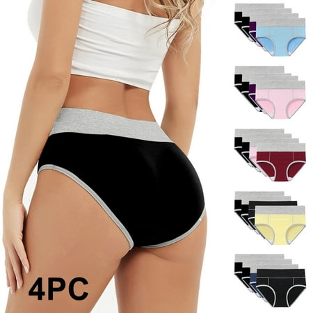 CFLVAEK 4 Pack High Waisted Underwear for Women Plus Size Leak Proof Panties Comfort Soft Cotton Period Underpants Black XXXXL