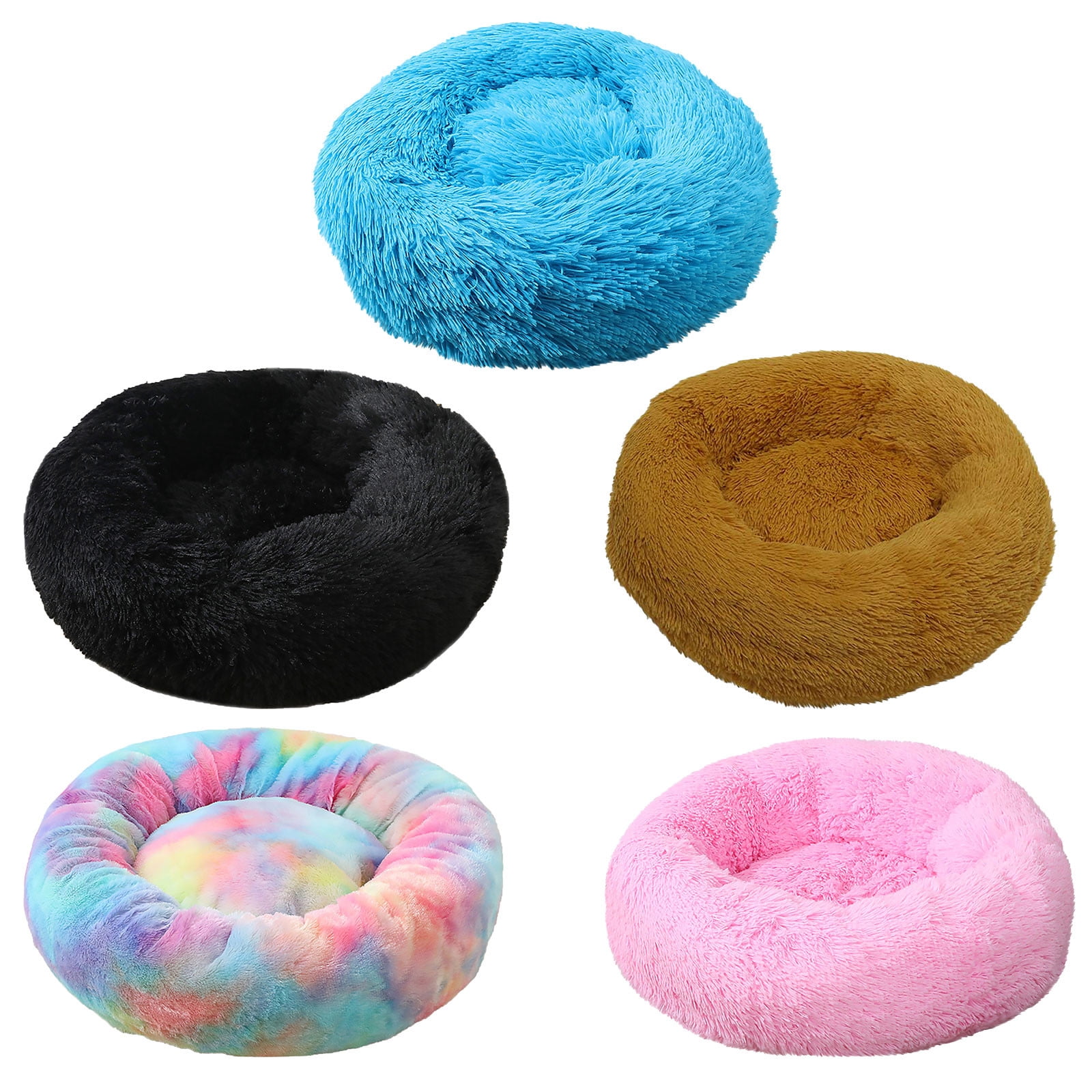 PureCasa Comfortable Soft Dog Cat Bed for Autumn Winter, Cloth Plush Resilient Fluffy Pet Bed Kennel, Cushion Sleeping Pad for Small Cats Dogs, Home Decor, Round, 1 Pack, XS 16"x16"x8", Pink