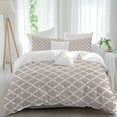 thumbnail image 2 of Beige Moroccon Bedding 3 Piece Duvet Cover Set Queen Size, Farmhouse Minimalist Abstract Geometric Soft Microfiber Comforter Cover with Zipper Closure & Pillowcases, FadeResistant Quilt Cover, 2 of 9