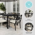 thumbnail image 4 of Martha Stewart 9-Piece Indoor-Outdoor Dining Set with 8 Stackable Dining Chairs and 70" Table with Steel Frames in Black with Cream All-Weather Cushions, 4 of 12
