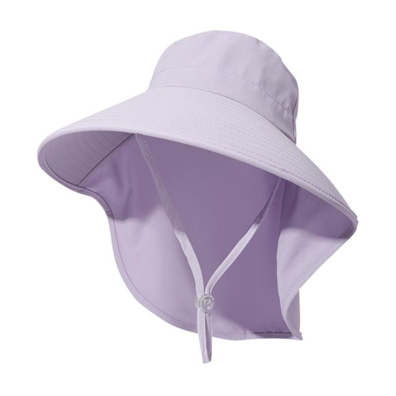 AirLoni Sun Hat For Women Neck Flap Chin Strap Breathable Lightweight Foldable Hiking Hat UV Protection Fishing Beach Summer Hat for Outdoor Travel Light Violet,One Size