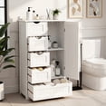 thumbnail image 2 of Ktaxon Wooden Bathroom Floor Cabinet, Side Storage Organizer with 5 Drawers, 1 Cupboard & 2-Shelves, White, 2 of 29