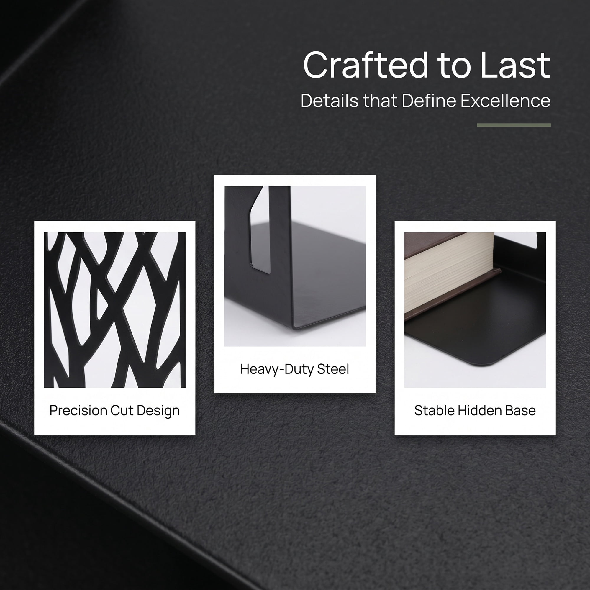 Unique Bargains Metal Bookends for Home Office and Library Black Style D 4.7"x3.5"x6.9"