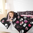 thumbnail image 3 of Homewish Pop Punk Spooky Skull Full Size Comforter Sets for Teens, Card Music Heart Bedding Comforter Set, Pink Reversible, 3pcs, 1 Comforter and 2 Pillowcases, 3 of 6