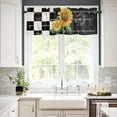 thumbnail image 3 of 3 Piece Farm Sunflowers Spring Kitchen Curtains, Tier and Valance Rod Pocket Window Curtains Set Black White Check Cafe Curtains for Kitchen Valances Window Treatment 54X18in+27x24in×2, 3 of 5