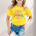 thumbnail image 2 of Zhuashum 4-5 Years Tops For Toddler Girls Letter Graphic Shirts Spring Summer Crewneck Short Sleeve Tee Basic Casual Girl Clothes Yellow, 2 of 4