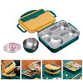 thumbnail image 3 of 1 juego de cajas Bento aisladas de doble capa, caja de almuerzo con rejilla dividida, contenedor de alimentos (amarillo, verde) HOMEMAXS 12482443-MX, 3 of 6