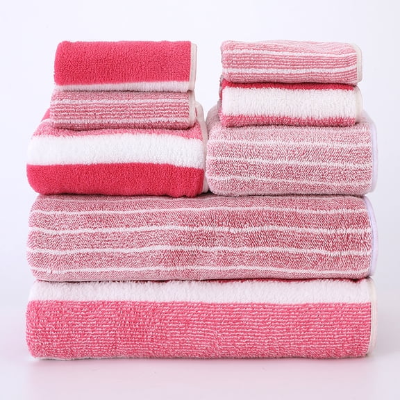 suxuMhao 8-piece Coral Fleece Thickened Ultra Soft Bath Towel Set,Towels for Bathroom, Family Bath Towel Set, Body Towels,Bulk Bath Towels,Pink & White,One Size Fit All for Home & Guest Room Use​