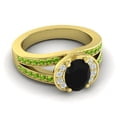 thumbnail image 3 of Diamond-Capitals 2.35 Carat Oval Cut Black Onyx & Peridot Gemstone Elegant Engagement Ring for Ladies Solid 14K Yellow Gold Size 4, 3 of 8