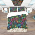 thumbnail image 3 of Designart 'Mosaic Pattern with Flowers' Bohemian & Eclectic Bedding Set - Duvet Cover & Shams, 3 of 4