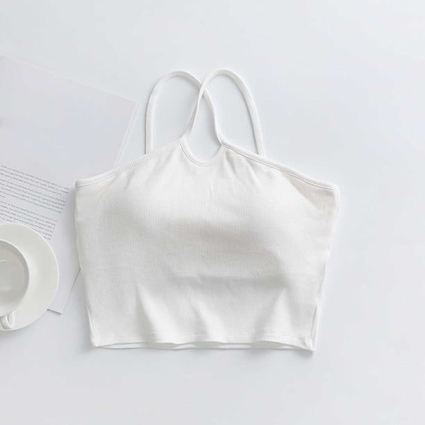 Pijama de manga corta para mujer, de verano, color liso, con tirantes y acolchado en el pecho, ropa interior sin mangas y pijama. Blusa de poliéster para mujer.