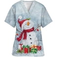 thumbnail image 3 of Blusa de algodón con cuello en V para hombre y mujer, ropa de trabajo con estampado navideño, uniforme médico, médico, enfermera, 3 of 5