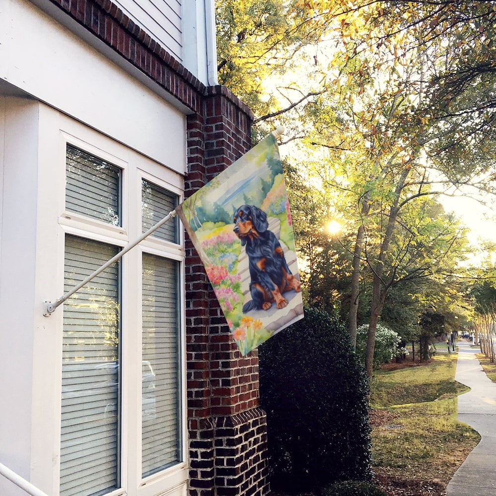 Gordon Setter Spring Path House Flag 28 in x 40 in