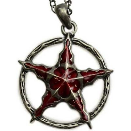 Raven Blackwood Imports Pentacle Crimson Red Enamel Circle of Power Envoke Magic With Chain Necklace