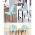 thumbnail image 5 of Aqua Striped Bar Stool Covers Set of 2, Modern Farmhouse Blue White Stripes Stretch Washable Bar Chair Covers with Backs, Removable Pub Counter Height Chair Cover for Kitchen Dining Room Cafe, 5 of 7