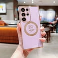 thumbnail image 4 of for Samsung Galaxy S22 Ultra Magnetic Phone Case Compatible with MagSafe Cute Rose Flower Case for Women Girl Luxury Plating Camera Lens Protect Soft Silicone S22 Ultra Case 6.8" (Purple), 4 of 11