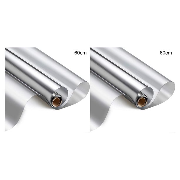 Billuyoard Película de ventana para exteriores Dashline, película de espejo reflectante de privacidad, palo de aislamiento extraíble plata diamante 60*200 CM 2piezas