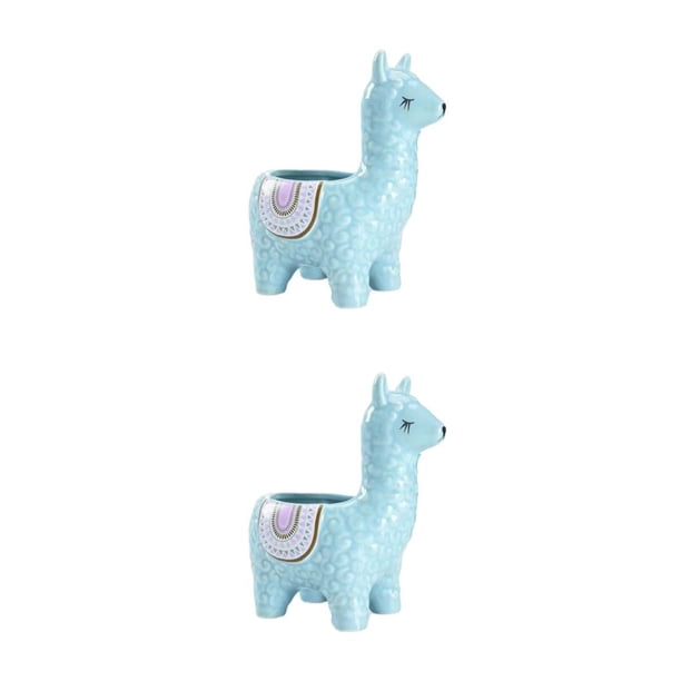 Billuyoard Macetas suculentas de cerámica: fácil de mantener Maceta de cerámica para interiores y exteriores Innovadora Alpaca azul cielo Alpaca azul cielo 2Conjunto