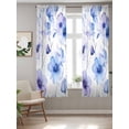 thumbnail image 2 of Purple Blue Spring Floral Curtains 63 Inch Length, Sheer Curtains for Bedroom Living Room Window Summer Flowers Botanical Rod Pocket Voile Drapes Kitchen Curtains Small Half Window 42"x63" 2 Panels, 2 of 6