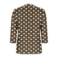 thumbnail image 6 of Feancey 3/4 Sleeve Womens Tunic Tops V Neck Casual Polka Dot Print T-Shirts Loose Fit Dressy Office Work Shirts Soft Cute Tees for Women Brown XL, 6 of 7